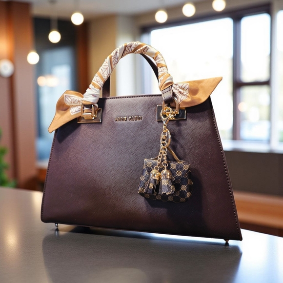 Anne Klein Sport Handbags - Chic Brown Anne Klein Satchel with Twilly and Bag Charms